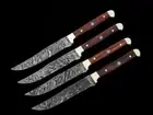 Set of 4 Damascus Steel Steak Knives Custom Handmade Knives
