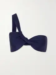 [Cult Gaia] Cult Gaia - Charmaine Asymmetric Metallic Bandeau Bikini Top - Blue - small small Blue