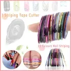 32PCS Nail Striping Tape Metallic Laser Line Sticker Rolls Manicure DIY Mixed AU