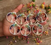 5 Pcs Set Tree of Life Pendants Seven Chakra Crystal Silver Pendants Necklace