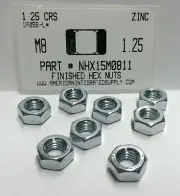 M8-1.25 HEX NUTS CLASS 8 STEEL ZINC PLATED (50)