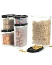 TUPPERWARE MODULAR MATES OVAL CONTAINER SET 5 pc BLACK AIRTIGHT SIZE 1 2 3 4 5