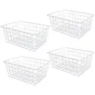 4 Pack Upright Freezer Storage Baskets Wire Bins Pantry Deep Organizer Stackable