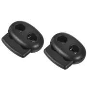 20pcs Plastic Cord Lock(0.94" x 0.35") Double Hole Spring Toggle Stopper Black