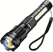LED Flashlight Rechargeable, Bright Zoomable LED Flashlights with High Lumens and 7 Modes, Powerful Emergency Flashlights Camping, Hiking, Dog Walking, and Outdoor Use (1Pack)