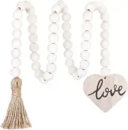 Valentine'S Day Wood Beaded Garland with Tassel, Valentines Day Decor Decorative