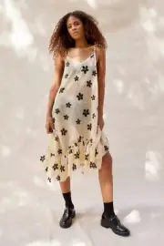 Urban Outfitters UO Everly Semi-Sheer Sequin Midi Dress Embellished XS 274577
