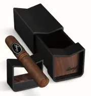 Davidoff Black & Wood Sliding Ashtray With Cigar Rest, 51003000 New In Box