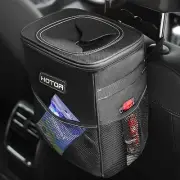 Car Trash Can w/ Lid, Storage Pockets, Leak-Proof Organizer, Waterproof Can