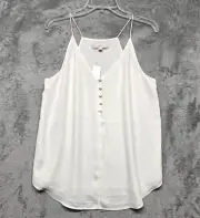 Ann Taylor LOFT Top Womens Medium White Sleeveless Button Front Lightweight