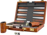Backgammon Set 11 Inch Classic Backgammon Board Game Portable Travel Strategy Backgammon Game Set for Adults Children (Brown, 11 Inches)