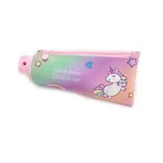 2 Pcs Toothpaste Pencil Case School Pencil Sharpener Pencilcases Stationery Student Zipper Pen Box Leather Pencil Bag(Rainbow unicorn)