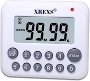 Digital Kitchen Timer, Magnetic, Loud Alarm, Large Display, White, 2 Batteries