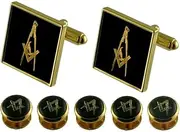 [Select Gifts] Junior Deacon Gold Cufflinks Masonic 5 Shirt Dress Studs Box Set
