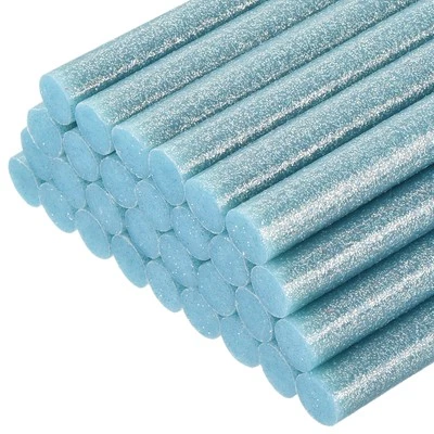30pcs Mini Hot Glue Gun Sticks 4" x 0.43" for Glue Gun, Glitter Sky Blue