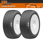 NEW GRP 1:8 Buggy EASY B Medium Mounted Tires w/WHT Wheel 2 F/R FREE US SHIP