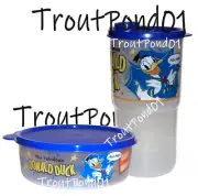 Tupperware ThirstQuake Mega Tumbler 30 oz Flip Top Cup Donald Duck + 3 c Bowl