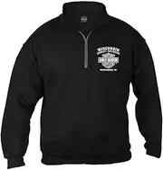Harley-Davidson Men's Shady Skull 1/4 Zip Cadet Pullover Sweatshirt - Black