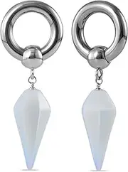 [PONWAG] 2g Ear Hanger Heavy Dangle Gauge Plug For Women 6mm Ear Weight For Stretched Ears Opal Gauge Tunnels For Ear Women Body Piercing Jewelry