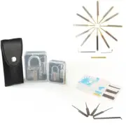 12 Pcs Unlocking Lock Pick Tools Set Key Extractor Transparent Practice Padlocks