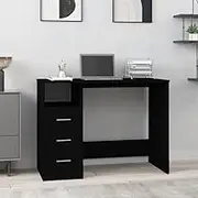 Desk with Drawers Black 102x50x76 cm Engineered Wood Home Office Furniture Storage
