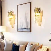 Fin Modern Wall Crystal Sconce Light Raindrop Shape E14 Led Corn Lights Living Room