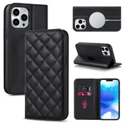 For iPhone 13 Pro Max Case Leather Wallet Flip Phone Case with Magsafe - Black