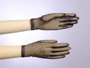 SHORT BLACK FISHNET GLOVES ADULT ONE SIZE COSTUME ACCESSORY 80's PUNK GOTH FANCY