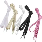 [TEMPNAP] 5pcs 1.1m Flat Shoelaces Elastic for Men Women 16 Colors Glitter Pearlescent Sneakers Laces Strings Unique Onions Shoe Lace for Youth