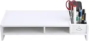 Computer Monitor Stand with Storage Shelf, PVC Desktop Riser Elevate Screen to 10 cm, Office Organizer for Laptop PC Accessories, Sturdy Workstation Shelf for Home Office