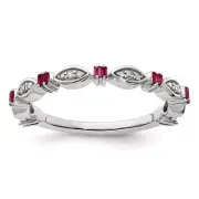 Sterling Silver Stackable Lab Created Ruby Diamond Ring Size 8 for Women 1.73gm
