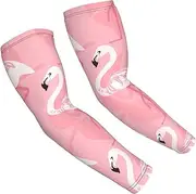 [FSCEV] Summer Flamingo Palm Leaves Sun Protection Arm Sleeves Outdoor Essentials Cooling Compression Golf Hiking Cycling