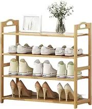 Leona Co 3/4/5/6 Tier Natural Bamboo Shoe Rack Organizer, Multifunctional Free Standing Wooden Shoe Shelf Storage for entryway, Hallway, Bathroom (4 Tier)
