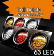 2 X 12V LED TAIL LIGHTS TRAILER 63 LED TRUCK UTE STOP INDICATOR BRAKE LIGHT LAMP