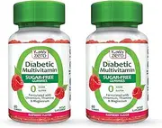 YumVs Diabetic Multivitamin Gummies | Sugar Free Diabetes Supplement Vitamins for Women & Men | Chromium, Thiamine and Magnesium | Natural Raspberry Flavor Chewables - 60 Count - (Pack of 2)