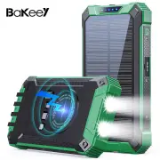 [EU Direct]Bakeey 36000mAh 15W Solar Power Bank Wireless Charging External Battery Power Supply with LED Torch 3 Inputs