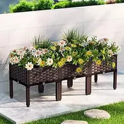[GREEN FINGERS] Garden Bed Galvanized Steel Planter Box, 120 x 40 x 36cm PP Gardening Supplies Plant Containers Patio, Elevated Raised Beds Rectangle for Vegetables Flowers Herbs