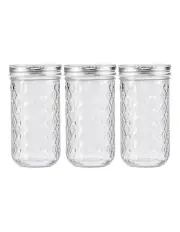 [LEMON AND LIME] 3PK 350ml Quilted Glass Conserve Canister Jar Food Storage Clear