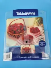 Pimpernel Table Mates Set of 4 Strawberry Placemats Coasters Set Vintage