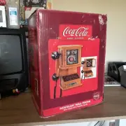 NEW Rare Coca-Cola Nostalgic Wall phone real wood frosted glass Hanging Retro