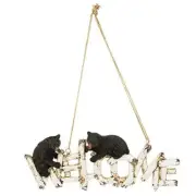 Black Bears on Welcome Sign Hanging Home Wall Decoration 14.25 x 5.5 Inch New