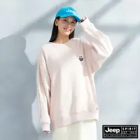 在飛比找Yahoo奇摩購物中心優惠-JEEP 女裝 休閒跳色剪接寬鬆大學T-粉色