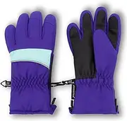 [Andy & Evan] Kids' Waterproof Snow Gloves Winter Gloves Side Zippers Touchscreen Ski Snowboard Sledding w/Warm Fleece Palms, Purple, 5-6