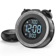 Loud Dual Alarm Clock with Bed Shaker - 0-100% Dimmer, Vibrating Alarm Clock ...