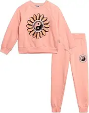 [Volcom] Toddler Girls' Sweatsuit Set - 2 Piece French Terry Pullover Crewneck Sweatshirt and Jogger Pants for Girls (2T-6X)