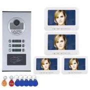 Apartment Video Door Phone Intercom System 1000TVL Doorbell Camera 4 Monitors