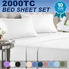 2000TC Bed Sheet Set Fitted Flat Sheet Set Pillowcases Double/Single/Queen/King