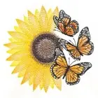 Sunflowers & Butterflies Stunning Embroidered Yellow Towel Set 2 Bath 2 Hand +