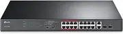 TP-Link 16-Port 10/100Mbps + 2-Port Gigabit Unmanaged PoE Switch, Up to 250m Data Power Transmission for Surveillance, Priority Mode, 192W Budget, Plug & Play, No Configuration Required (TL-SL1218MP)