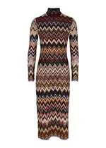 Missoni Zigzag-intarsia Wool-blend Midi Dress - Multicoloured - 40 (UK8 / S) 40 (UK8 / S)